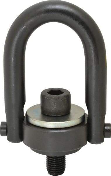Jergens - 7,000 Lb Load Capacity Safety Engineered Center Pull Hoist Ring - M30 x 3.5 Thread, 46mm Thread Length, Alloy Steel, Black Oxide Finish - Exact Tool & Supply