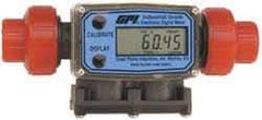 GPI - 1/2" Port Electronic Digital Flowmeter & Totalizer - 150 Max psi, 1.2 to 12 GPM, PVDF - Exact Tool & Supply