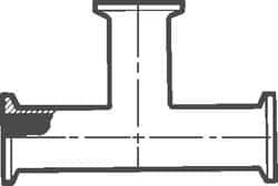 VNE - 4", Clamp Style, Sanitary Stainless Steel Pipe Tee - Tube OD Connection, Grade 316/316L - Exact Tool & Supply