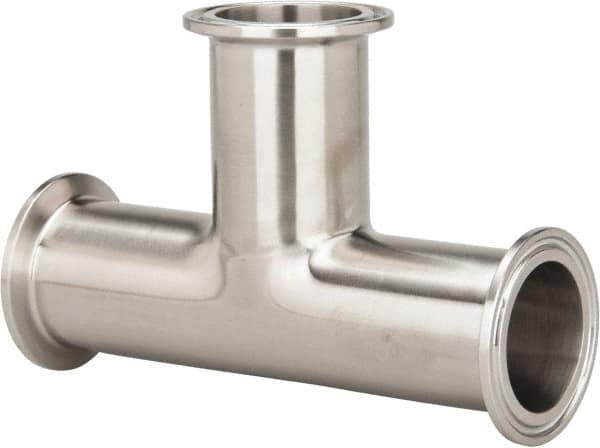 VNE - 1-1/2", Clamp Style, Sanitary Stainless Steel Pipe Tee - Tube OD Connection, Grade 316/316L - Exact Tool & Supply