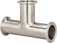 VNE - 1-1/2", Clamp Style, Sanitary Stainless Steel Pipe Tee - Tube OD Connection, Grade 316/316L - Exact Tool & Supply