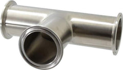 VNE - 2", Clamp Style, Sanitary Stainless Steel Pipe Tee - Tube OD Connection, Grade 304 - Exact Tool & Supply