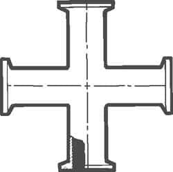 VNE - 2", Clamp Style, Sanitary Stainless Steel Pipe Cross - Tube OD Connection, Grade 304 - Exact Tool & Supply