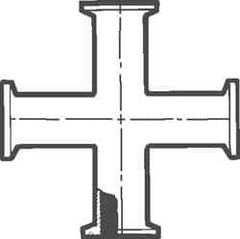 VNE - 2", Clamp Style, Sanitary Stainless Steel Pipe Cross - Tube OD Connection, Grade 304 - Exact Tool & Supply