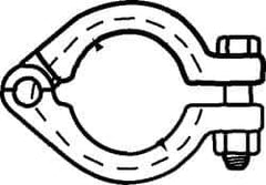 VNE - 2-1/2", E-Line Style, Sanitary Stainless Steel Pipe Unpolished Clamp with Bolt - Tube OD Connection, Grade 304 - Exact Tool & Supply