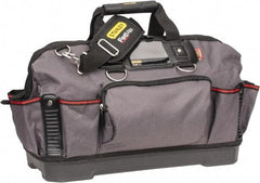 Stanley - 16 Pocket Black & Gray Polyester Tool Bag - 9-1/4" Wide x 19-1/4" Deep x 12-3/4" High - Exact Tool & Supply