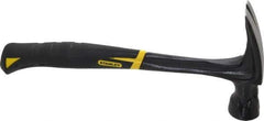 Stanley - 1 Lb Head, Straight Rip Claw Nail Hammer - 13-1/2" OAL, Forged Steel Head, 1-3/16" Face Diam, Smooth Face, Steel Handle with Grip - Exact Tool & Supply