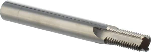 Scientific Cutting Tools - 1/4-19, 3/8-19 Thread, 3/8" Shank Diam, Bright Coating, Solid Carbide Straight Flute Thread Mill - 4 Flutes, 3-1/2" OAL, 1/4" Min Noml Diameter - Exact Tool & Supply