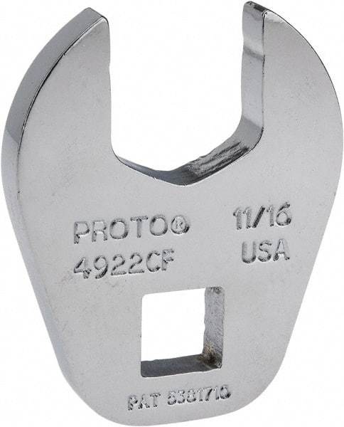 Proto - 11/16" 3/8" Drive Chrome Open End Crowfoot Wrench - 1.54" Head Diam x 1/4" Head Thickness - Exact Tool & Supply