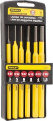 Stanley - 6 Piece, 1/16 to 5/16", Pin Punch Set - Hex Shank, Comes in Plastic Case - Exact Tool & Supply