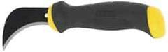 Stanley - Fixed Linoleum Knife - 3" Blade, Yellow & Black Bi-Material Rubber Grip Handle, 1 Blade Included - Exact Tool & Supply