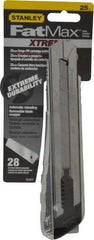 Stanley - Snap Utility Knife - 5-1/2" Blade, Die Cast Aluminum (Color) Aluminum Handle, 4 Blades Included - Exact Tool & Supply