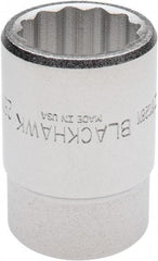 Blackhawk by Proto - 3/4" Drive, Standard Hand Socket - 12 Points, 2-13/64" OAL, Alloy Steel, Black Finish - Exact Tool & Supply