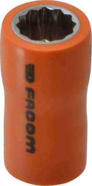 Facom - 3/8" Drive, Standard Hand Socket - 12 Points, 1-13/16" OAL, Alloy Steel - Exact Tool & Supply