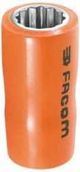 Facom - 1/2" Drive, Deep Hand Socket - 12 Points, 3-1/32" OAL, Alloy Steel - Exact Tool & Supply