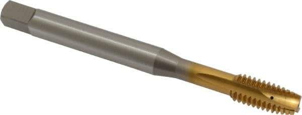 OSG - 5/16-18 UNC, 3 Flute, TiN Finish, Vanadium High Speed Steel Spiral Point Tap - Plug Chamfer, Right Hand Thread, 90mm OAL, 1-1/8" Thread Length, 0.318" Shank Diam, 2B Class of Fit, Series 260 - Exact Tool & Supply
