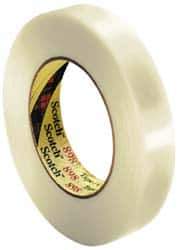 3M - 24mm x 55m Clear Rubber Adhesive Strapping Tape - Hot Melt Synthetic Rubber Resin Backing, 6.6 mil Thick, 380 Lb Tensile Strength, Series 898 - Exact Tool & Supply