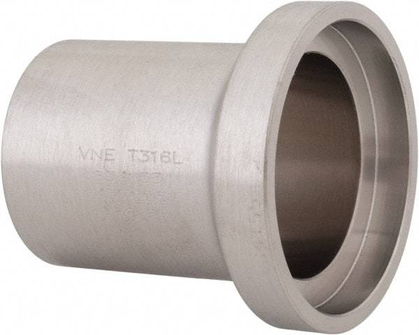 VNE - 1-1/2", E-Line Style, Sanitary Stainless Steel Pipe Long Welding Ferrule - Female Connection, Grade 316L - Exact Tool & Supply