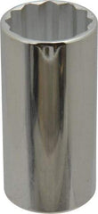 Proto - 1/2" Drive, Deep Hand Socket - 12 Points, 3-1/4" OAL, Chrome Vanadium, Chrome Finish - Exact Tool & Supply