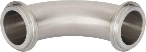 VNE - 1-1/2", E-Line Style, Sanitary Stainless Steel Pipe 90° Elbow - Male x Male Connection, Grade 304 - Exact Tool & Supply