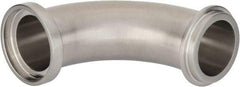 VNE - 1-1/2", E-Line Style, Sanitary Stainless Steel Pipe 90° Elbow - Male x Female Connection, Grade 304 - Exact Tool & Supply