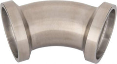 VNE - 2", E-Line Style, Sanitary Stainless Steel Pipe 45° Elbow - Female x Female Connection, Grade 304 - Exact Tool & Supply