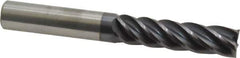 Accupro - 1/2", 2" LOC, 1/2" Shank Diam, 4" OAL, 5 Flute, Solid Carbide Square End Mill - Single End, AlTiN Finish, Spiral Flute, Variable° Helix, Centercutting, Right Hand Cut, Right Hand Flute - Exact Tool & Supply