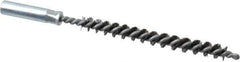 Value Collection - 1/4" Diam Helical Steel Tube Brush - 0.006" Filament Diam, 2-3/8" Brush Length, 4" OAL, 3/16-24 Female Shank - Exact Tool & Supply