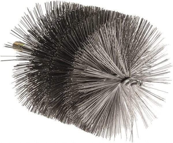 Value Collection - 5-1/2" Diam Helical Steel Tube Brush - 0.02" Filament Diam, 4-1/4" Brush Length, 7-1/2" OAL, 1/2-12 Male Shank - Exact Tool & Supply