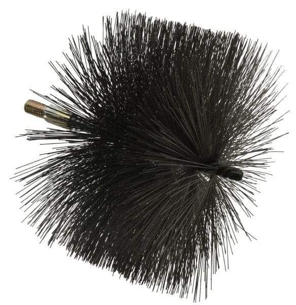 Value Collection - 8" Diam Helical Steel Tube Brush - 0.02" Filament Diam, 4-1/4" Brush Length, 7-1/2" OAL, 1/2-12 Male Shank - Exact Tool & Supply