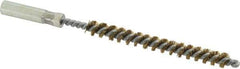 Value Collection - 1/4" Diam Helical Brass Tube Brush - 0.005" Filament Diam, 2-3/8" Brush Length, 4" OAL, 3/16-24 Female Shank - Exact Tool & Supply