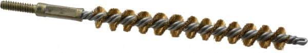 Value Collection - 3/8" Diam Helical Brass Tube Brush - 0.005" Filament Diam, 3-1/8" Brush Length, 5-1/8" OAL, 3/16-24 Male Shank - Exact Tool & Supply