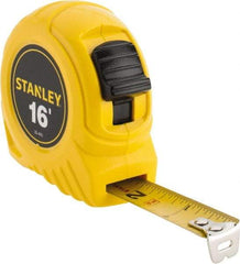 Stanley - 16' x 3/4" Yellow Blade Tape Measure - 1/32 & 1/16" Graduation, Inch Graduation Style, Yellow Case - Exact Tool & Supply
