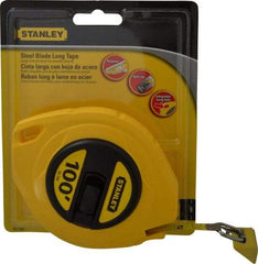 Stanley - 100' x 3/8" Yellow Blade Tape Measure - 1/8" Graduation, Inch Graduation Style, Yellow Case - Exact Tool & Supply
