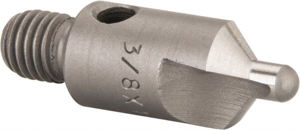 Made in USA - 1-1/8" OAL, 3/8" Head Diam, 2 Flute, 100° Incl Angle, Integral Pilot, Adjustable Stop Countersink - Exact Tool & Supply
