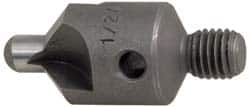 Made in USA - 2-1/2" OAL, 1/2" Head Diam, 3 Flute, 100° Incl Angle, Integral Pilot, Adjustable Stop Countersink - Exact Tool & Supply