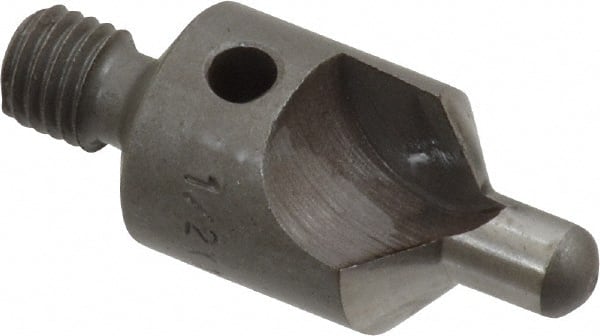 Made in USA - 2-1/2" OAL, 1/2" Head Diam, 2 Flute, 100° Incl Angle, Integral Pilot, Adjustable Stop Countersink - Exact Tool & Supply