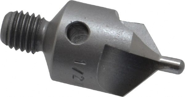 Made in USA - 1-1/8" OAL, 1/2" Head Diam, 3 Flute, 100° Incl Angle, Integral Pilot, Adjustable Stop Countersink - Exact Tool & Supply