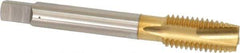 OSG - M12x1.75 Metric Coarse, 3 Flute, TiN Finish, High Speed Steel Spiral Point Tap - Plug Chamfer, Right Hand Thread, 3-3/8" OAL, 1-21/32" Thread Length, 0.367" Shank Diam, 6H Class of Fit, Series 288 - Exact Tool & Supply