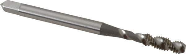 OSG - #6-40 UNF 2 Flute 2B Bottoming Spiral Flute Tap - High Speed Steel, Bright Finish, 2" OAL, Right Hand Flute, Right Hand Thread - Exact Tool & Supply