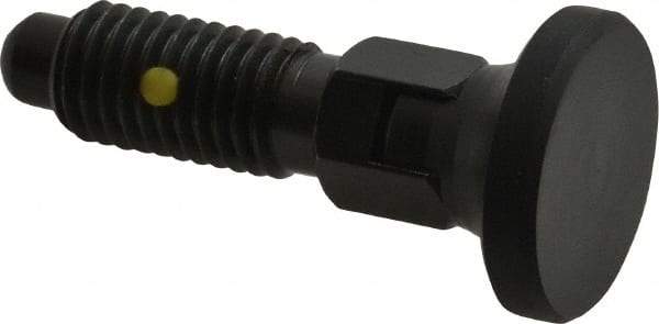 Gibraltar - M12x1.75, 25mm Thread Length, 0.314" Max Plunger Diam, 0.56 Lb Init to 1.8 Lb Final End Force, Locking Knob Handle Plunger - Delrin Knob, 1.2" Body Length, 0.98" Length Under Head/Shoulder, 0.236" Plunger Projection - Exact Tool & Supply