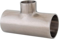 VNE - 1-1/2 x 1-1/2 x 1", Weld Style, Sanitary Stainless Steel Pipe Tee - Butt Weld x Butt Weld x Butt Weld Connection, Grade 316L - Exact Tool & Supply