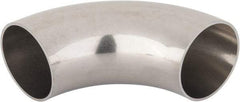 VNE - 2", Unpolished Style, Sanitary Stainless Steel Pipe 90° Elbow - Butt Weld x Butt Weld Connection, Grade 316L - Exact Tool & Supply