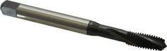Emuge - 1/4-20 UNC, 3 Flute, 15° Helix, Modified Bottoming Chamfer, Nitride/Oxide Finish, Cobalt Spiral Flute STI Tap - Right Hand Flute, 3.543" OAL, 0.318" Shank Diam, 0.787" Thread Length, 3BX Class of Fit, Series Rekord D-Ti - Exact Tool & Supply