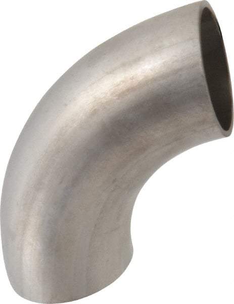 VNE - 1-1/4", Unpolished Style, Sanitary Stainless Steel Pipe 90° Elbow - Butt Weld x Butt Weld Connection, Grade 304 - Exact Tool & Supply