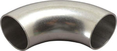 VNE - 1-1/2", Unpolished Style, Sanitary Stainless Steel Pipe 90° Elbow - Butt Weld x Butt Weld Connection, Grade 304 - Exact Tool & Supply