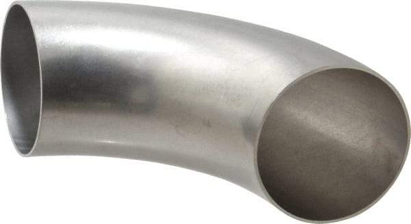 VNE - 4", Unpolished Style, Sanitary Stainless Steel Pipe 90° Elbow - Butt Weld x Butt Weld Connection, Grade 304 - Exact Tool & Supply