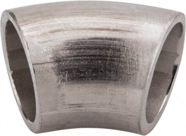 VNE - 3/4", Unpolished Style, Sanitary Stainless Steel Pipe 45° Elbow - Butt Weld x Butt Weld Connection, Grade 304 - Exact Tool & Supply