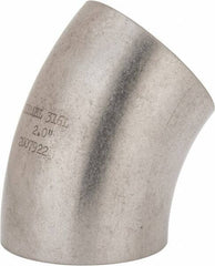 VNE - 2", Unpolished Style, Sanitary Stainless Steel Pipe 45° Elbow - Butt Weld x Butt Weld Connection, Grade 316L - Exact Tool & Supply