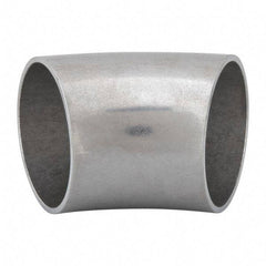 VNE - 1-1/2", Unpolished Style, Sanitary Stainless Steel Pipe 45° Elbow - Butt Weld x Butt Weld Connection, Grade 304 - Exact Tool & Supply